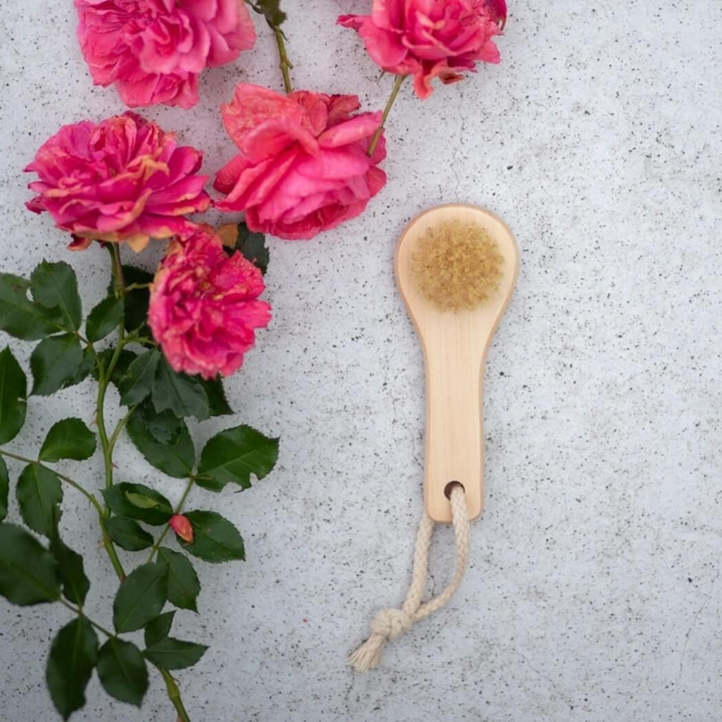 Natural Lotus Wood Face Brush with Bristles for Gentle Skin Cleansing