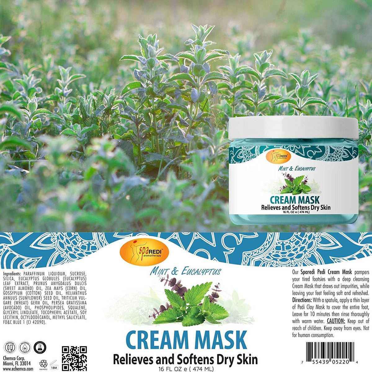 Pedi Clay Mask - Mint & Eucalyptus, 16 oz
