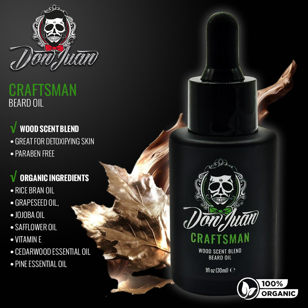 Organic Beard Oil Conditioner with Cedarwood & Pine - Natural Grooming Oil