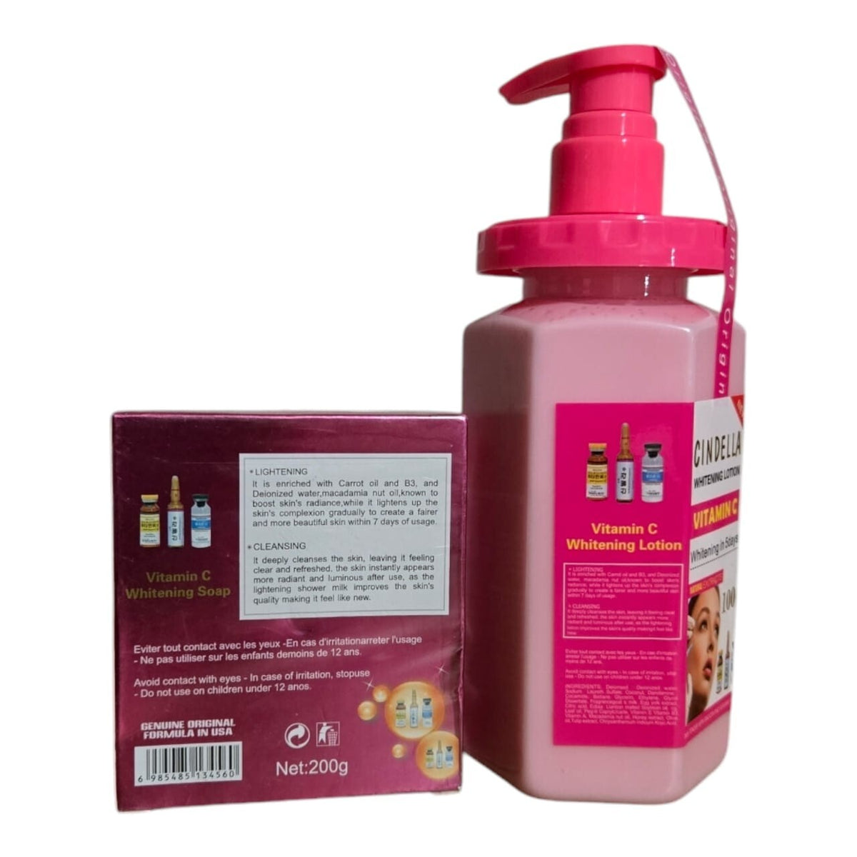 Vitamin C Lotion and Soap Set for Skin Brightening and Hydration