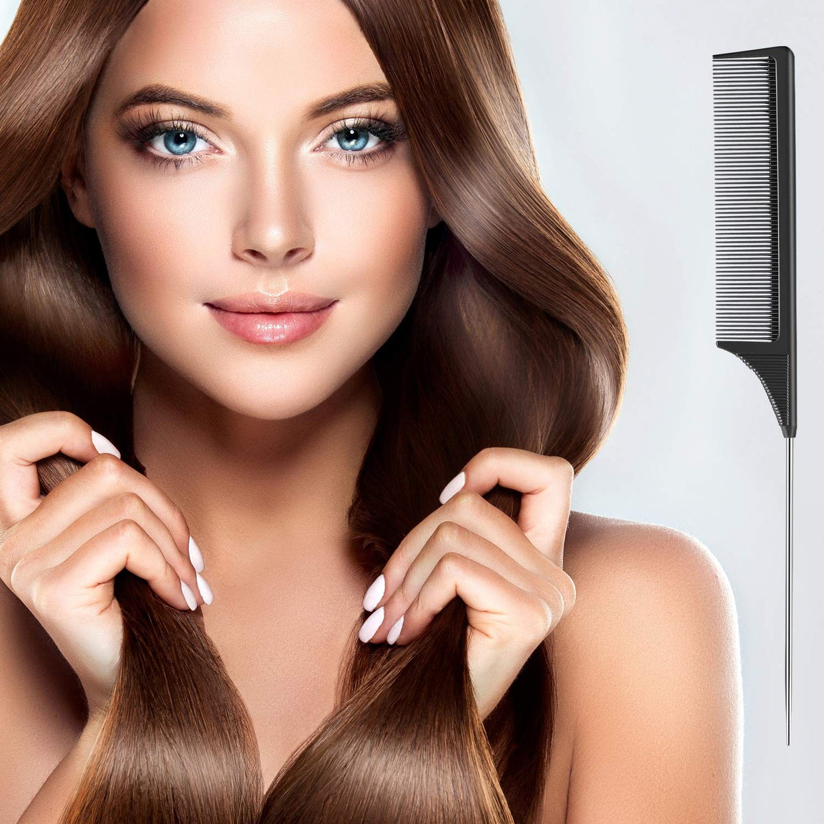 Steel Tail Comb for Hair Styling & Parting - Heat-Resistant, Anti-Static, 2-Pack