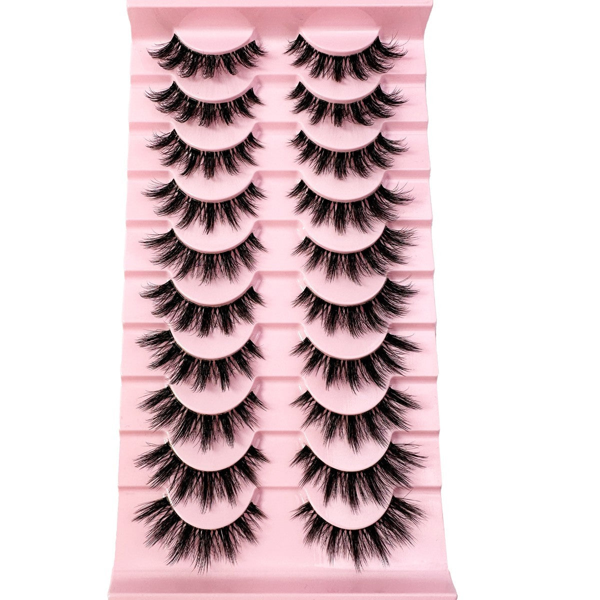 10 Pairs Natural Long Transparent Mink Eyelashes - Manga Style False Lashes