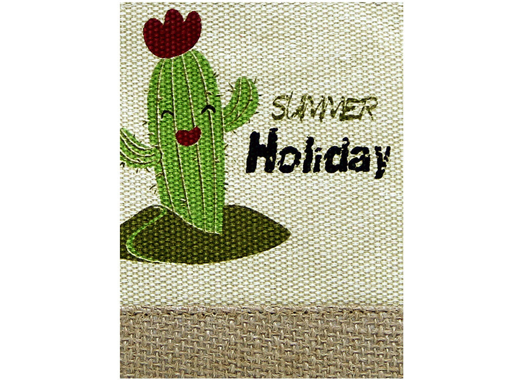 Summer Holiday Canvas Cotton & Burlap Makeup Cosmetic Pouch Bag - 9.5x5.5 Inches