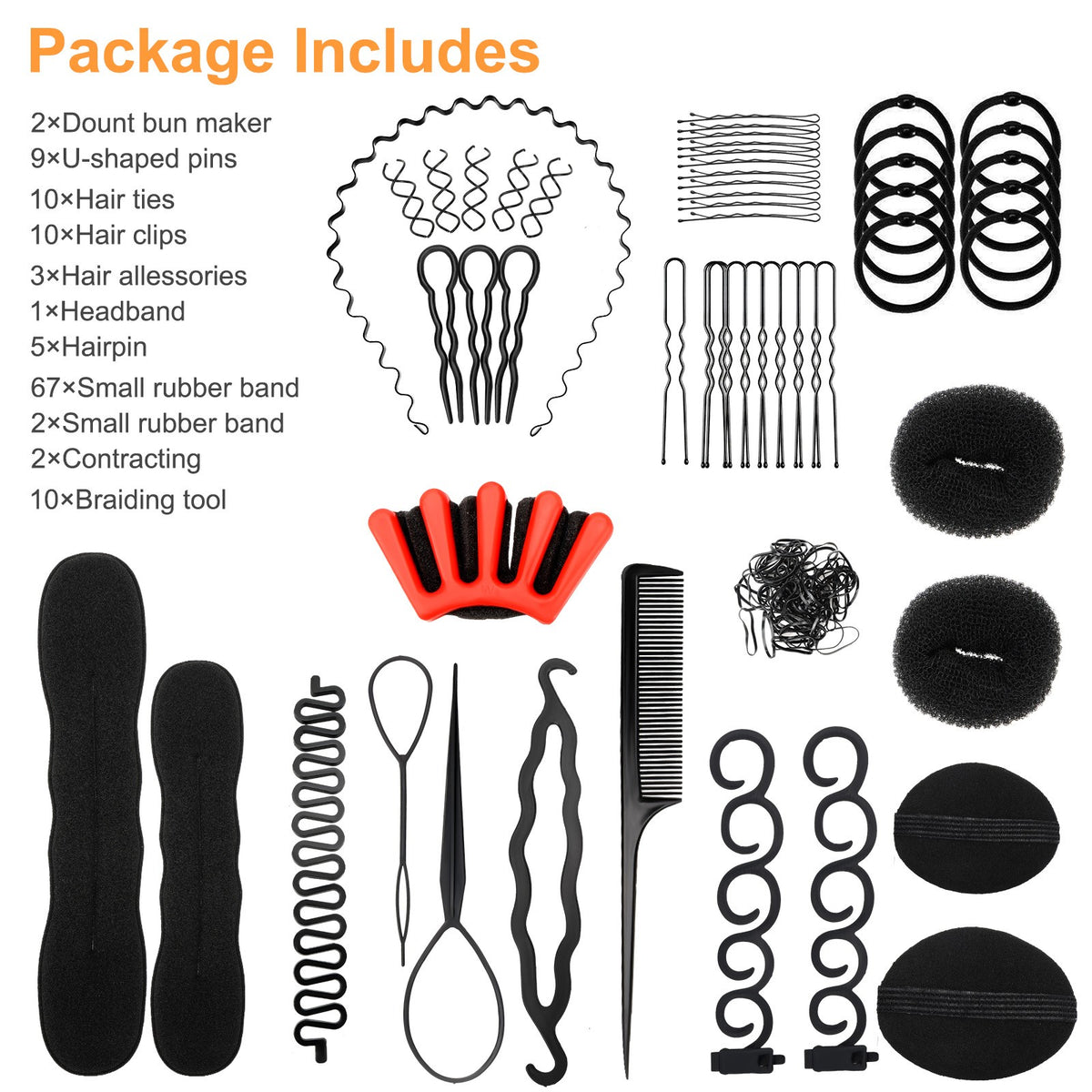 81PCS Hair Braiding Tools Kit – Twist & Curl Machine, Bun Makers,