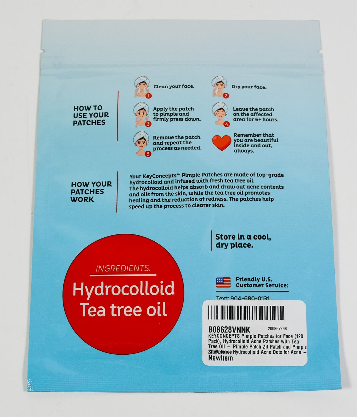 Hydrocolloid Acne Patches with Tea Tree Oil - 120 Patches in 3 Sizes
