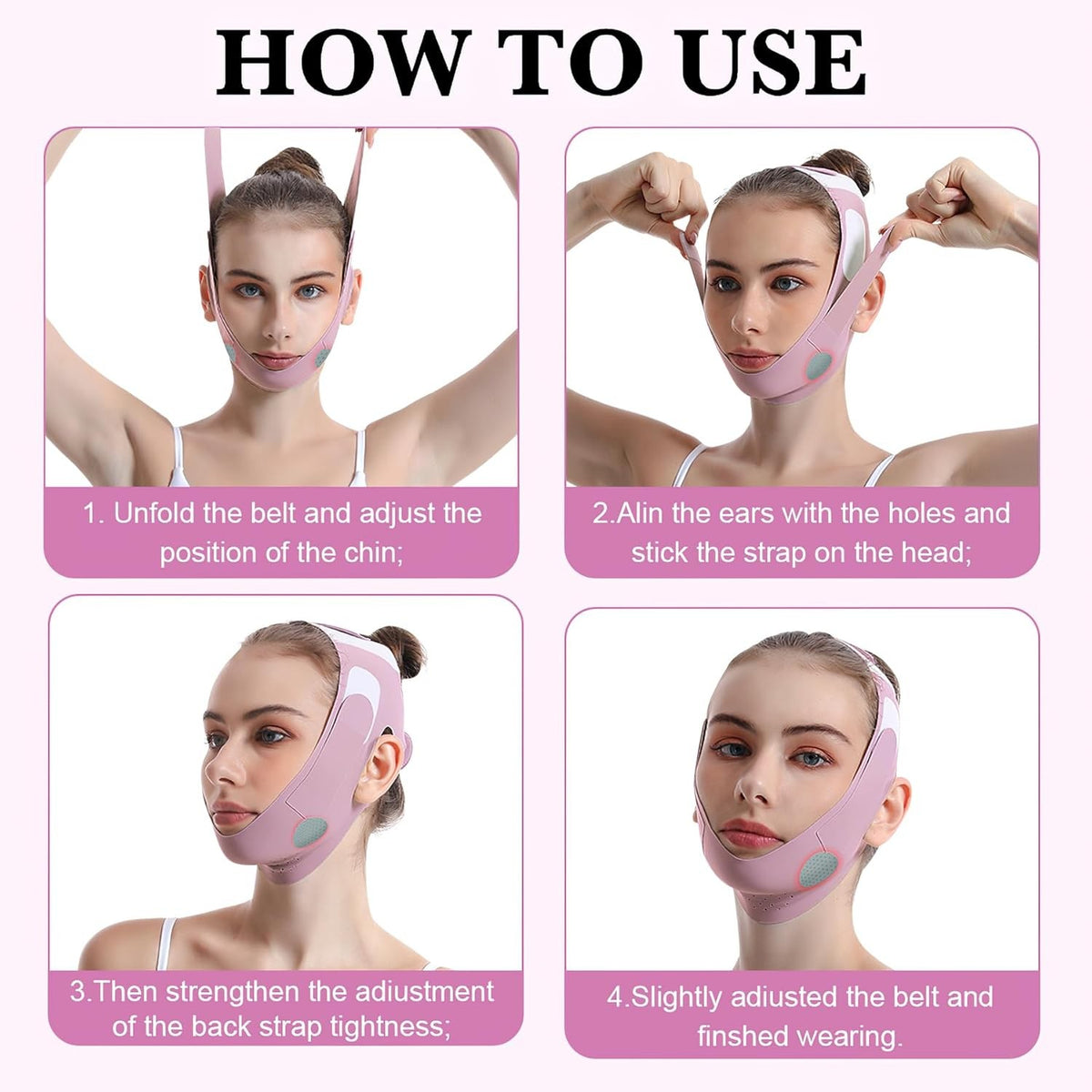 Adjustable Chin Strap Jawline Shaper & Face Exerciser Reusable V-Line Mask