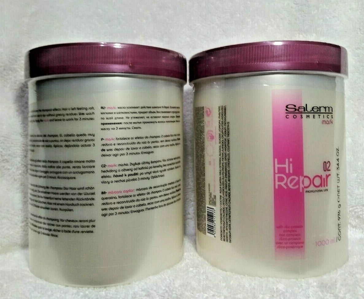 Salerm Hi Repair Hair Mask 2-Pack - Professional Rebuilding Treatment, 34.4 oz