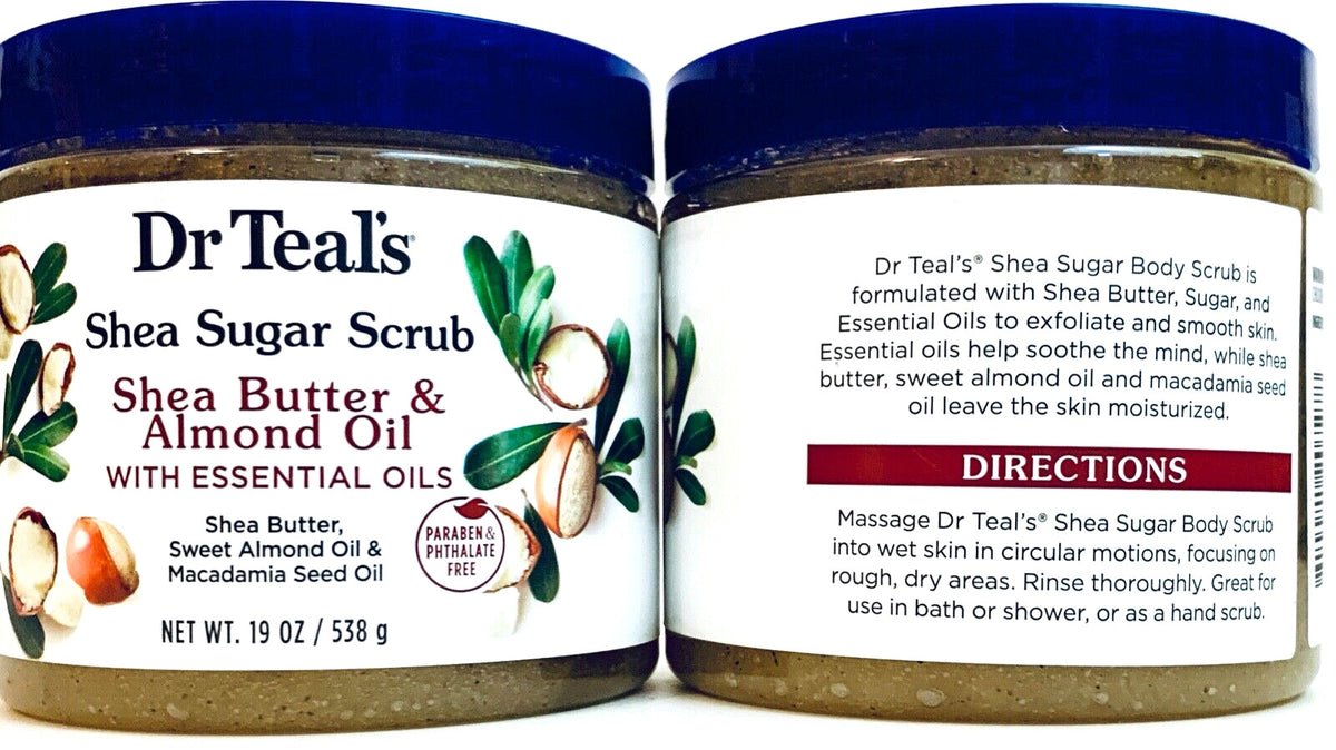Shea Sugar Scrub - Shea Butter & Almond Oil with Essential Oils 19 Oz, Pack of 2