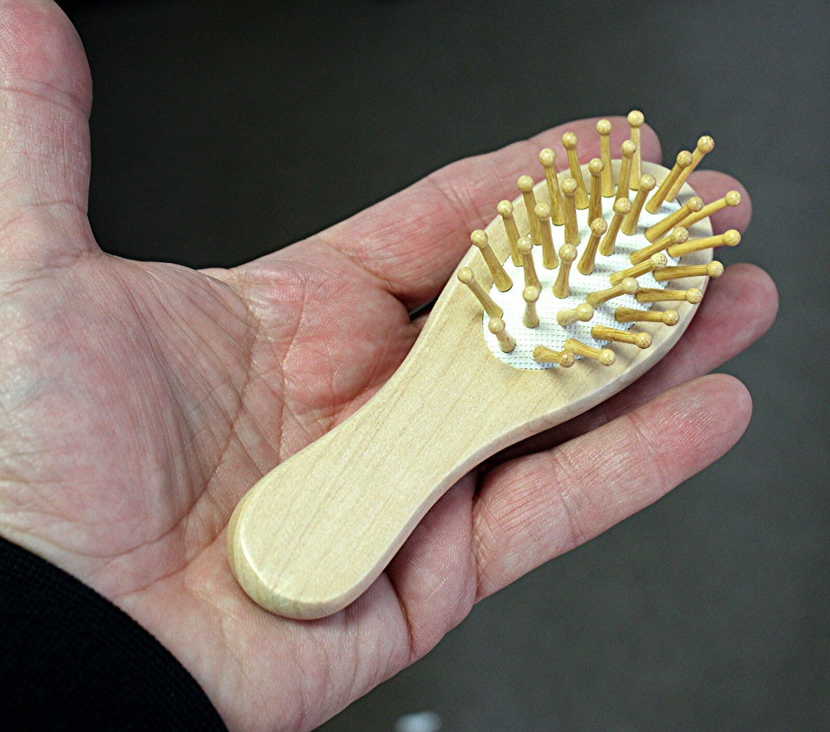 Mini Bamboo Hair Brushes 2-Pack Travel Detangling & Scalp Massage Tools