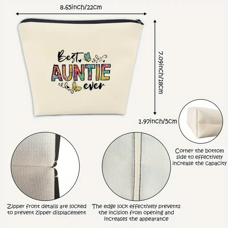 Personalized Auntie Ever Cosmetic Case with Name - Custom Travel Storage