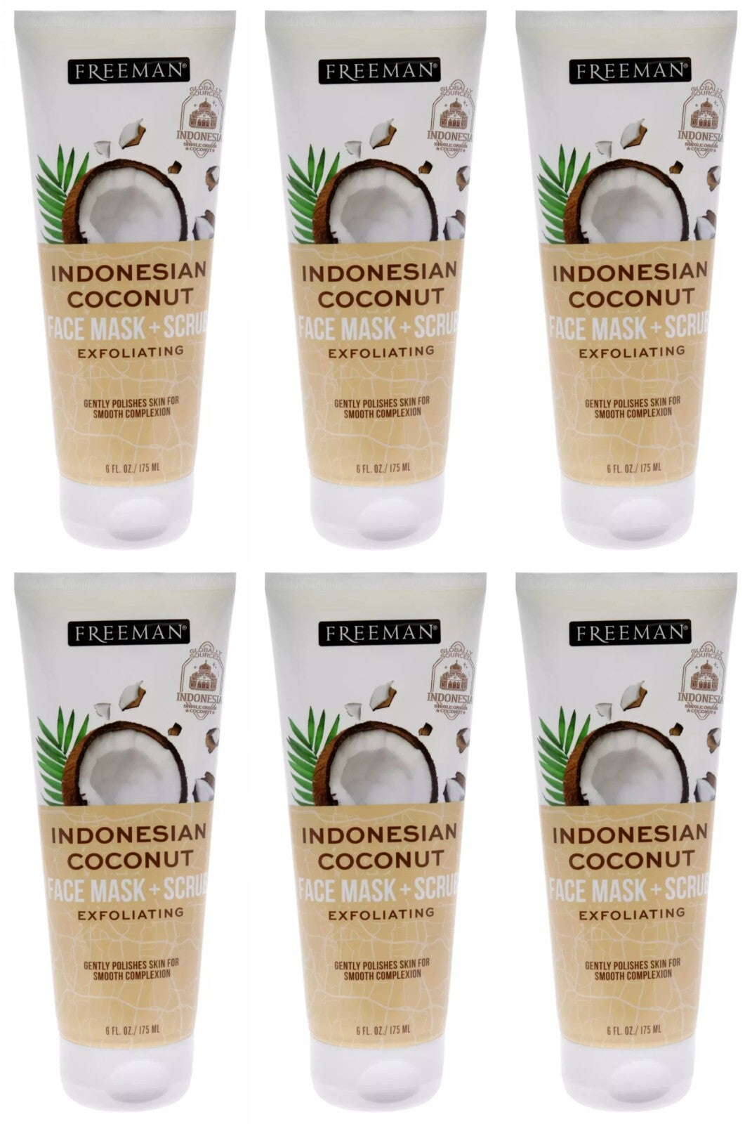 Freeman Coconut Exfoliant Face Mask & Body Scrub - 6 oz Pack of 6