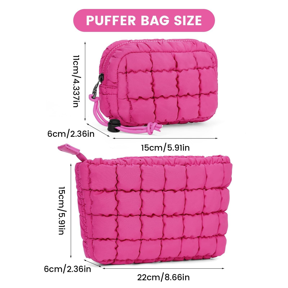 Quilted Makeup Bag and Pouch Set with Card Organizer - Travel Friendly