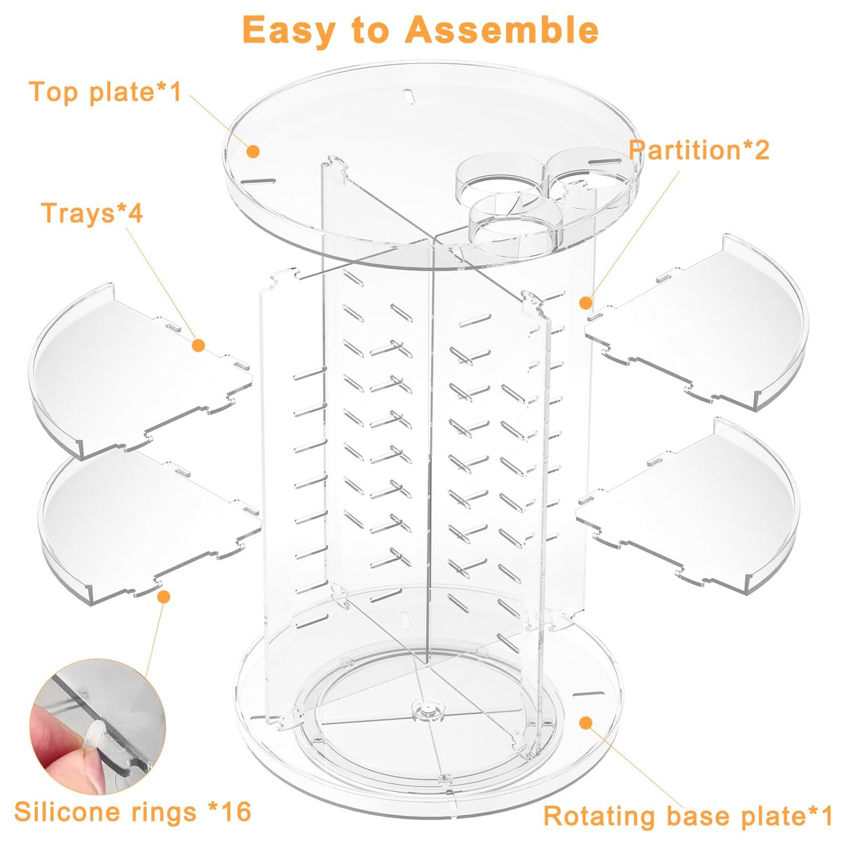 Rotating Makeup Organizer with Adjustable Layers for Vanity and Skincare