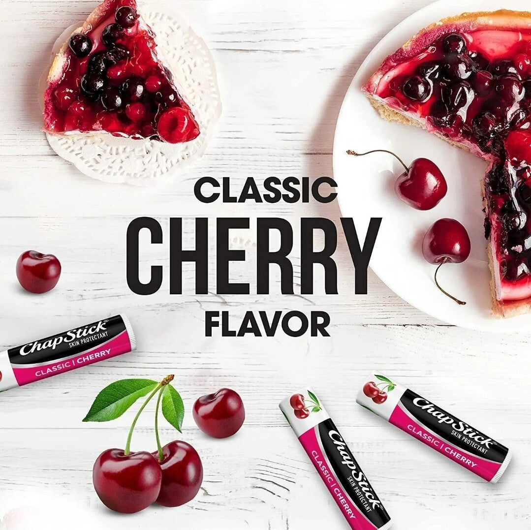2 Pack Cherry Lip Balm Tubes - Classic Moisturizing Lip Care
