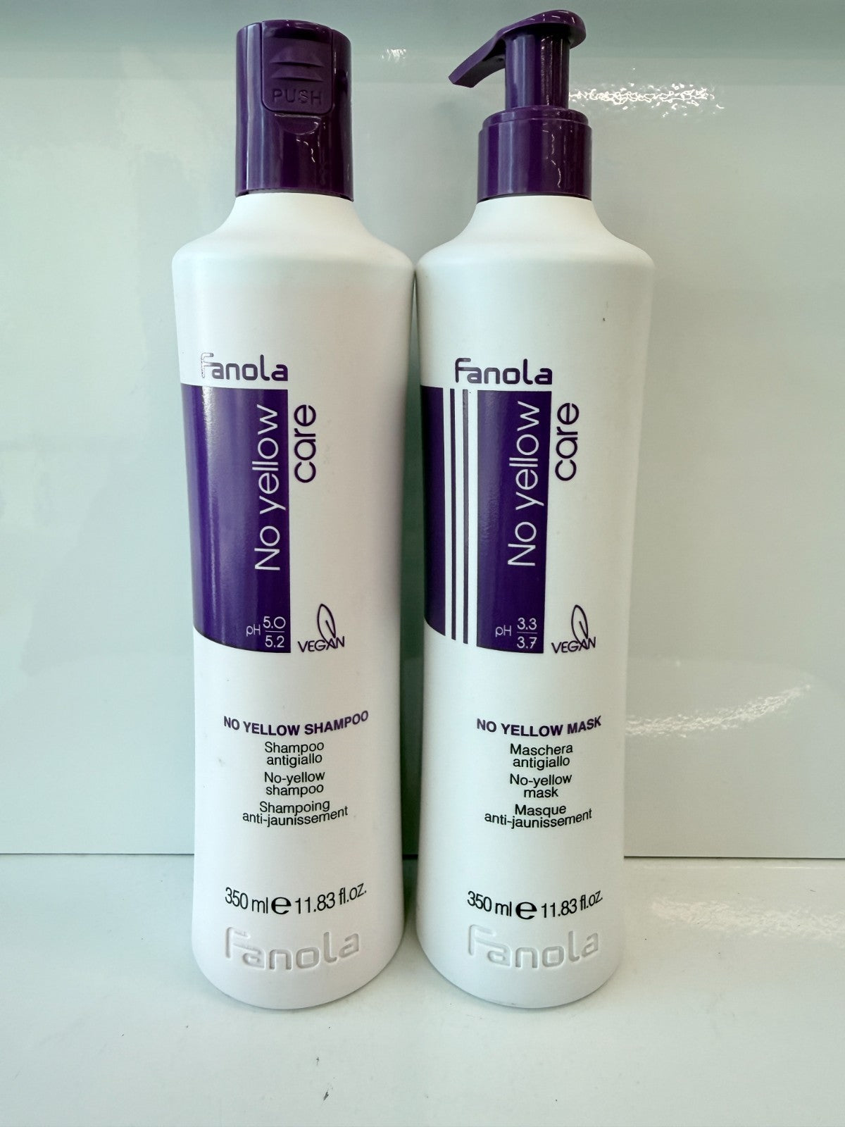 Fanola No Yellow Hair Toning Mask & Shampoo Duo Set - Neutralize Yellow Tones, Brighten Blonde & Gray Hair