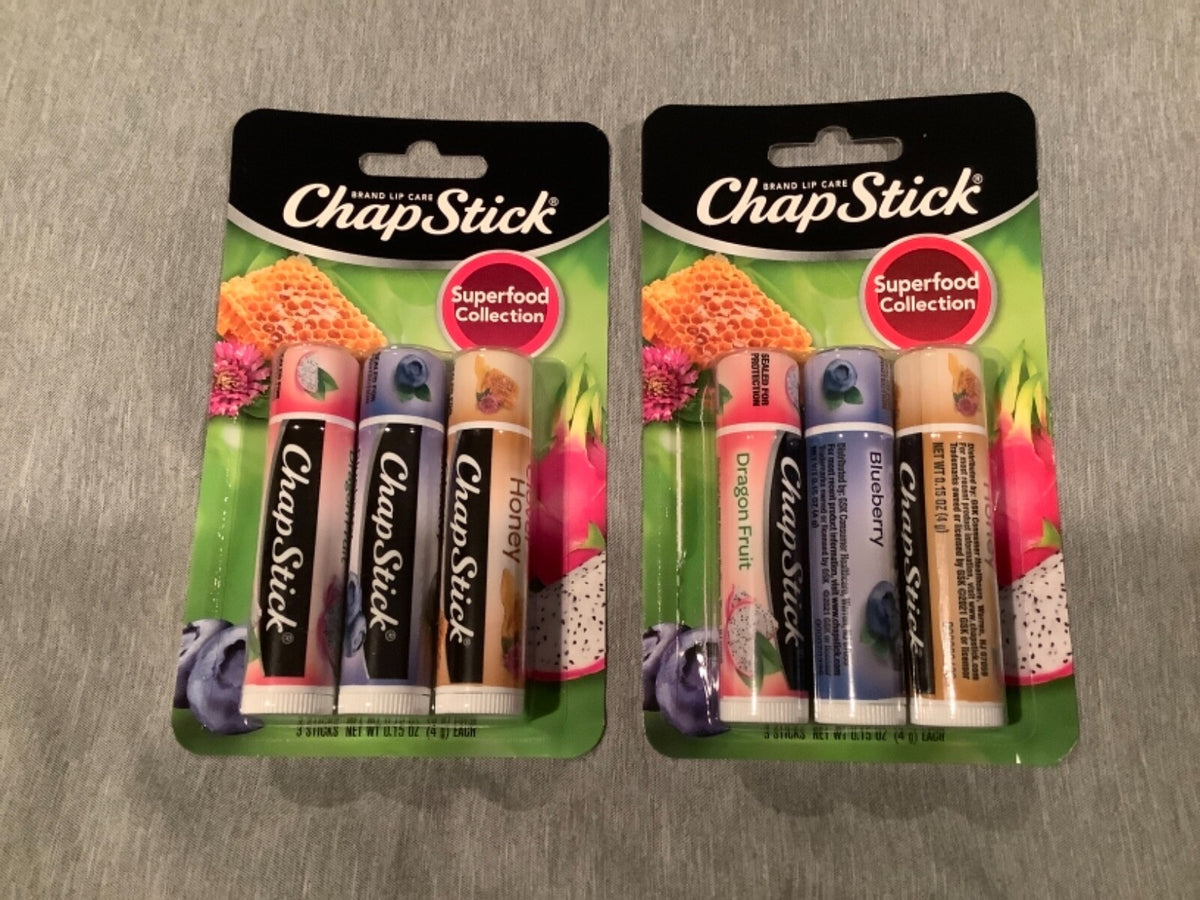 Chapstick Lip Superfood Collection Pack - Blueberry, Honey, Dragonfruit, 0.15 Oz