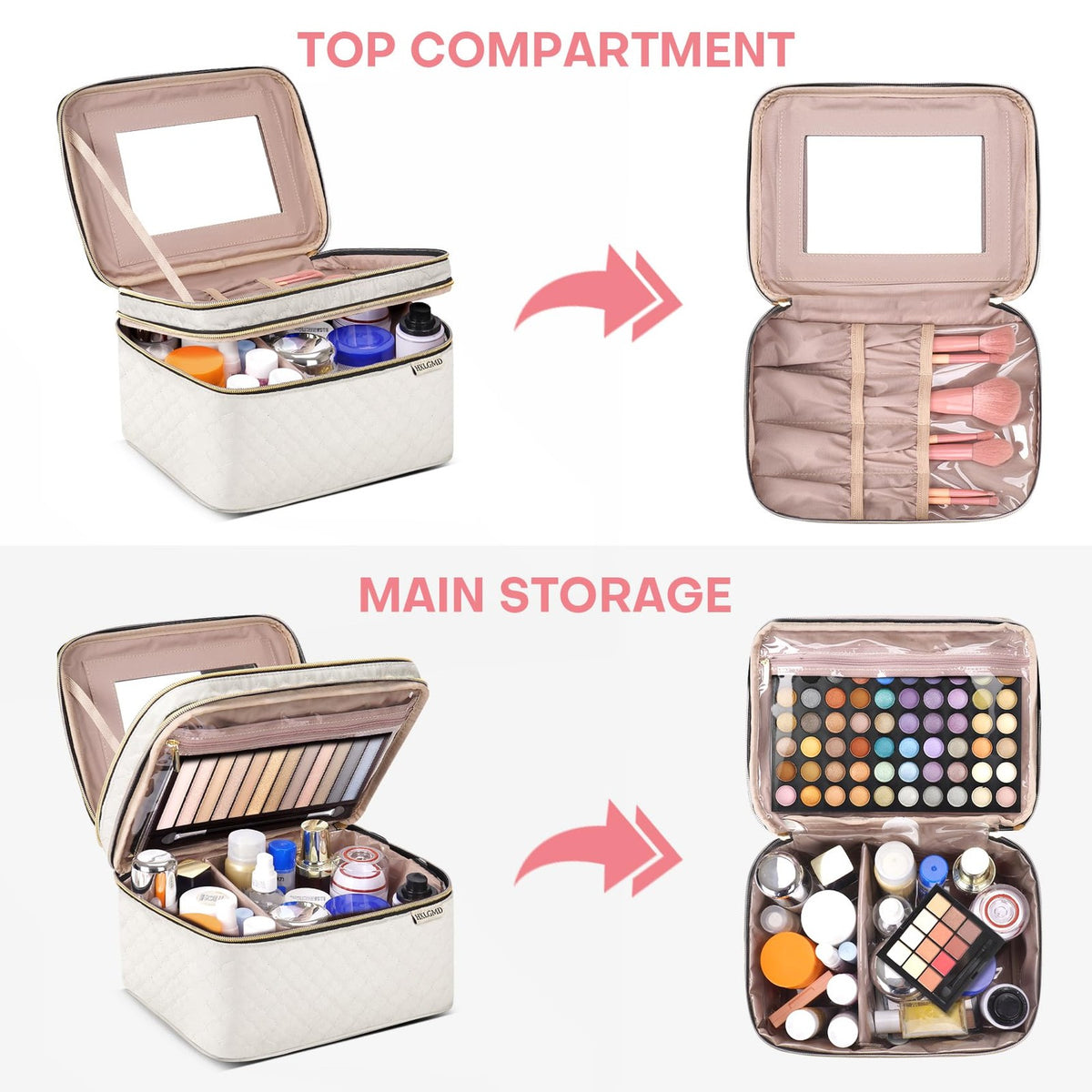 Large Travel Makeup Bag Organizer with Multiple Compartments for Women