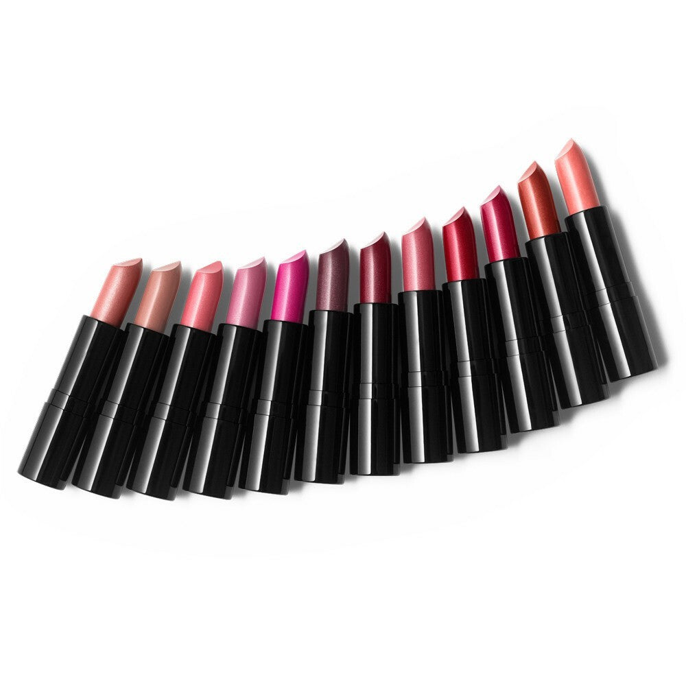 Satin Lipstick with Pearl Finish - Hydrating, Vegan, Long-Lasting - Cool Plum & Pink