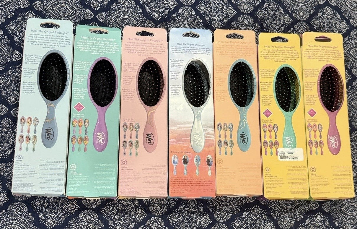 Disney Princess Wet Brush Set - Ariel, Belle, Jasmine, Cinderella, Tiana, Moana, Frozen