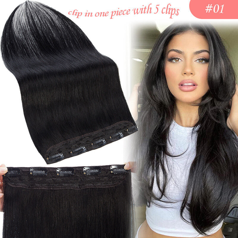 Long Thick Clip-In Hair Extensions - Russian Remy Human Hair, Straight, Full Head
