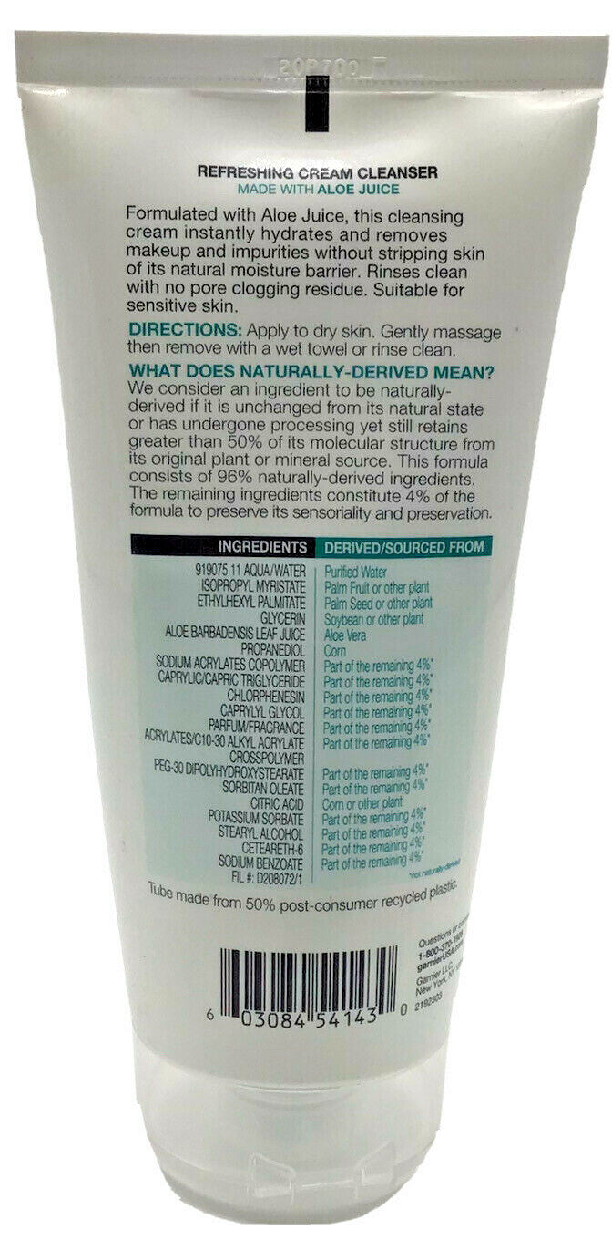 Garnier SkinActive Vegan Cream Cleanser Makeup Remover 5.75 oz (Lot of 3)