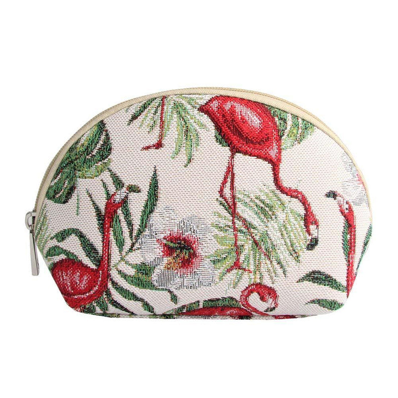 Flamingo Cosmetic Makeup Bag with Zip Closure and Inner Pocket