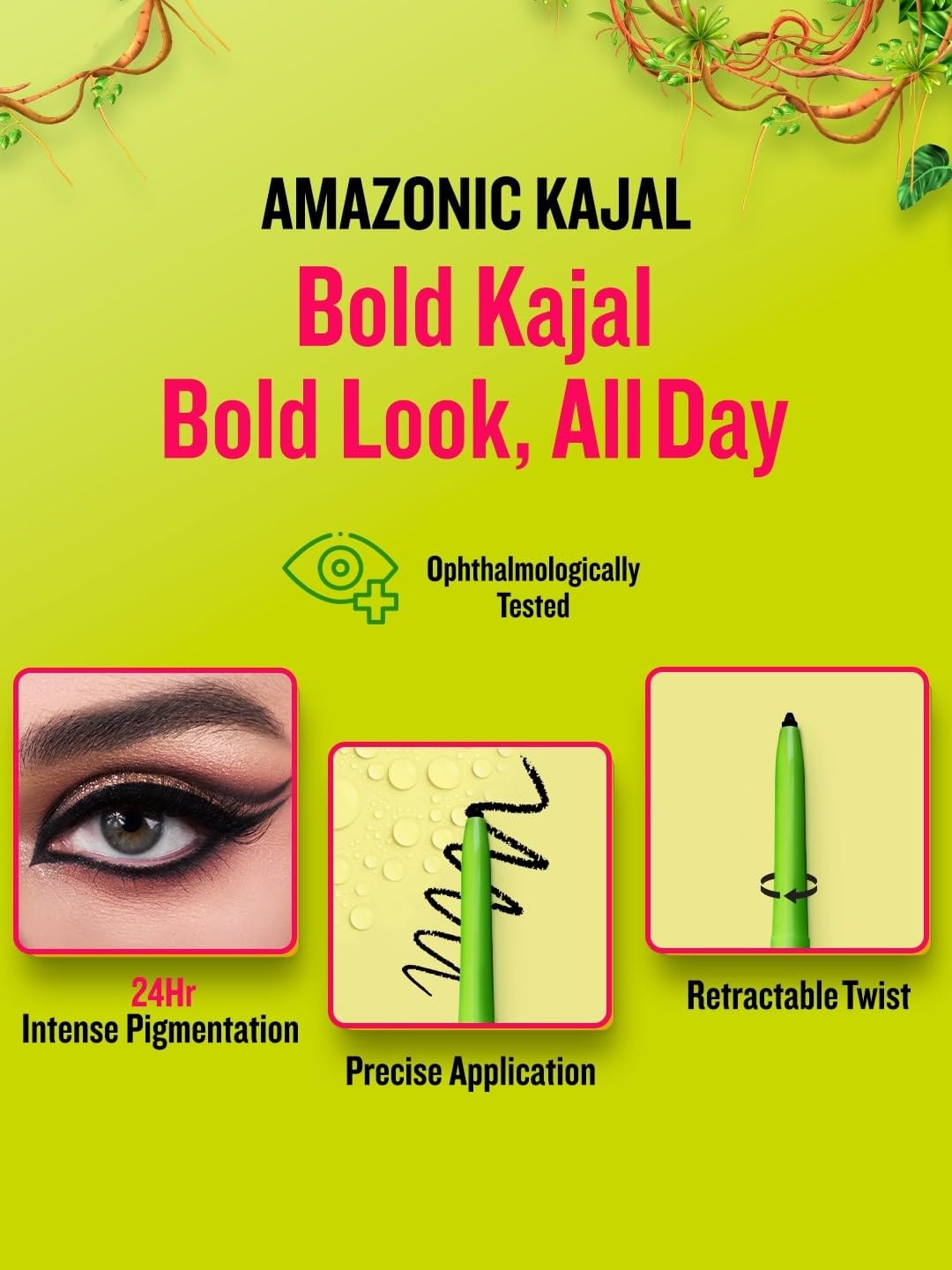 Waterproof Black Kajal Eyeliner - 24Hr Smudgeproof, Vegan, Made in Germany