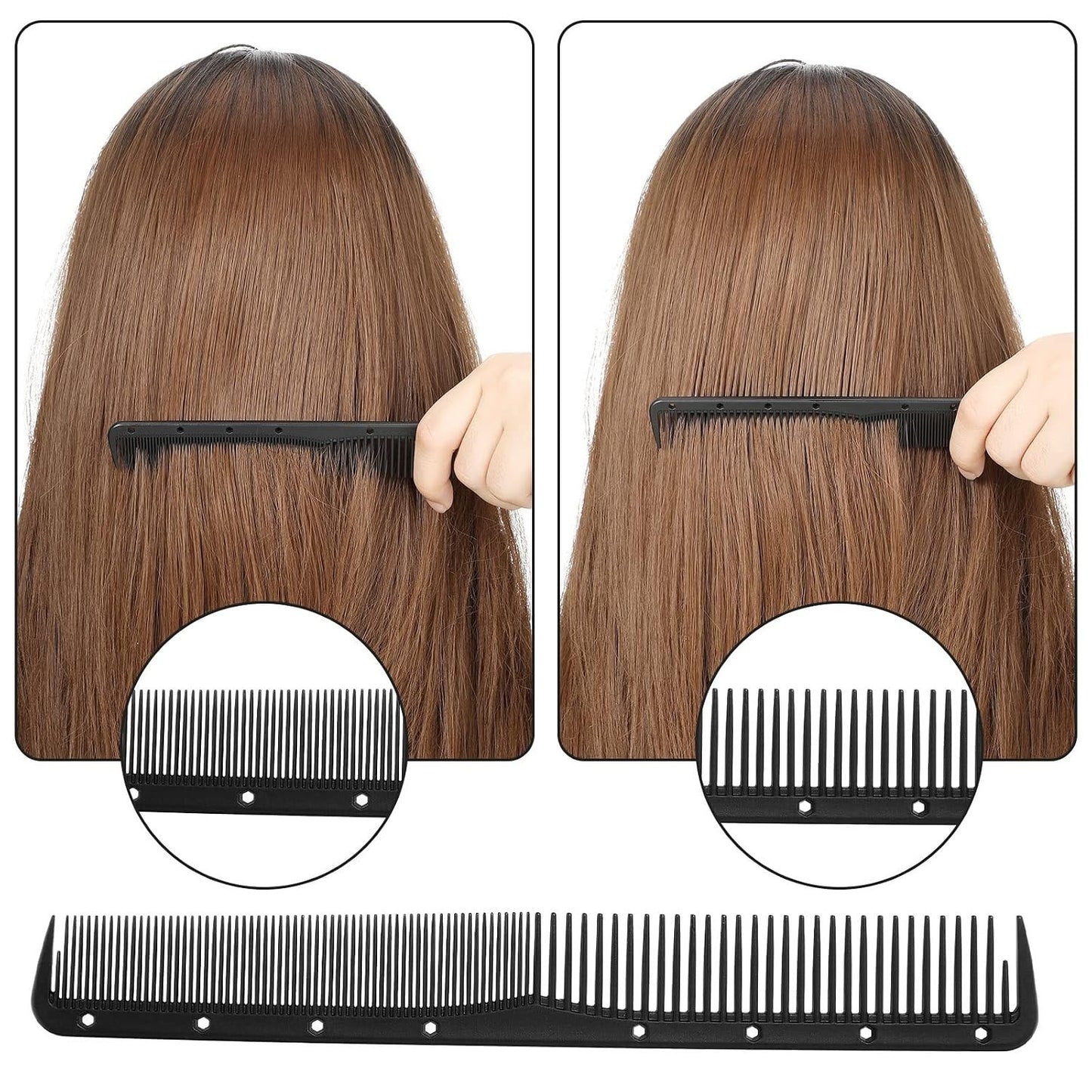 Carbon Cutting Comb Set - 12 Lightweight Salon Hair Styling Tools