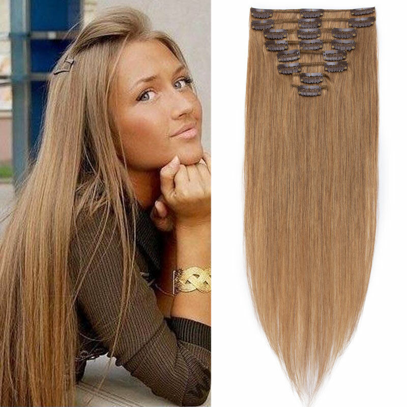 Clip-In Remy Human Hair Extensions Full Head - Multiple Colors & Lengths
