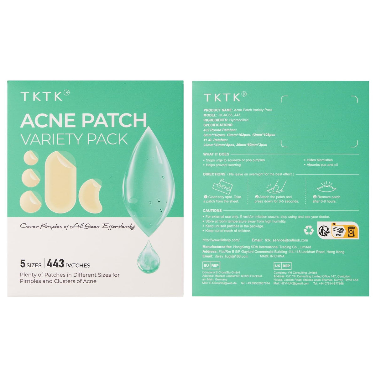 Hydrocolloid Acne Patches, 443 Count Variety Pack - 5 Sizes