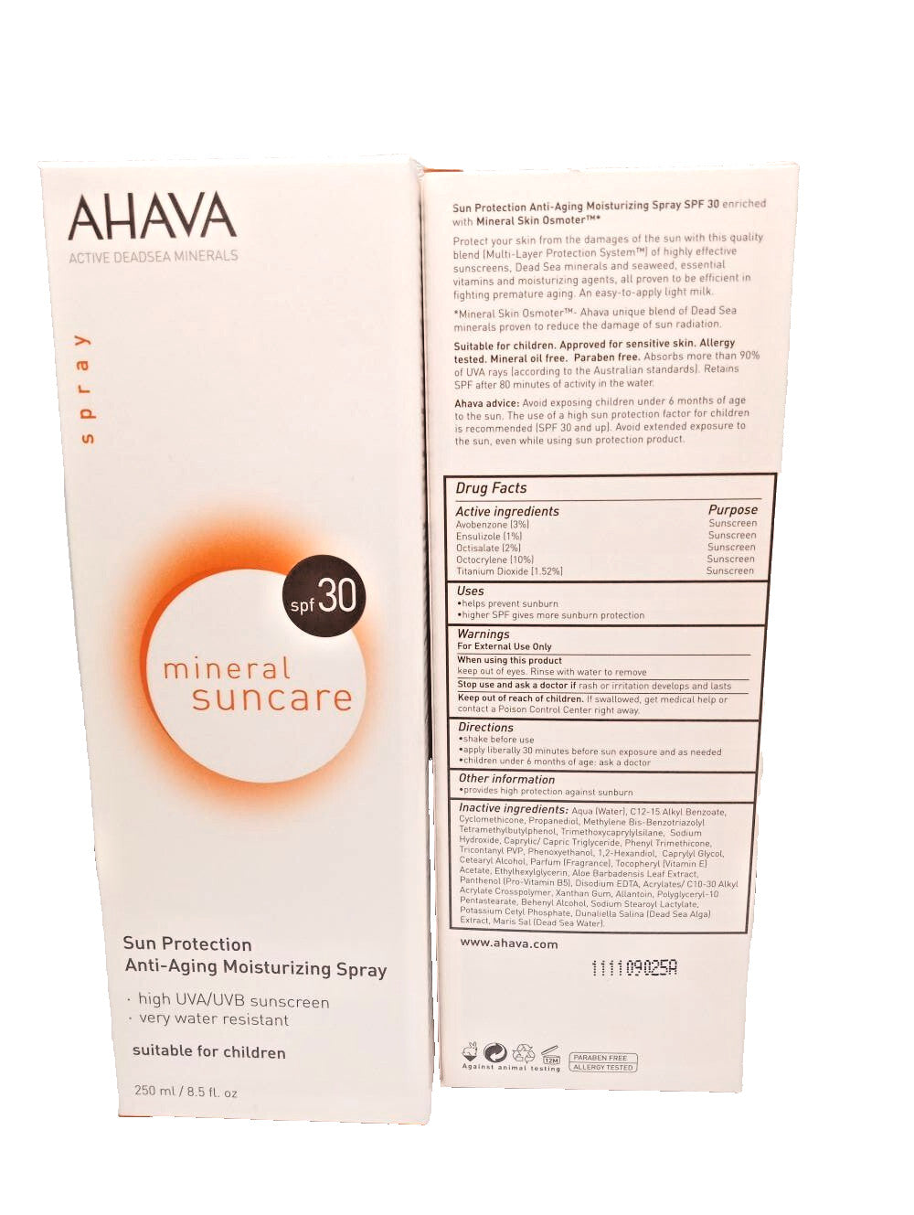 SPF 30 Mineral Sun Protection Spray - Anti-Aging Moisturizer, Water-Resistant, 8.5oz, 2 Pack
