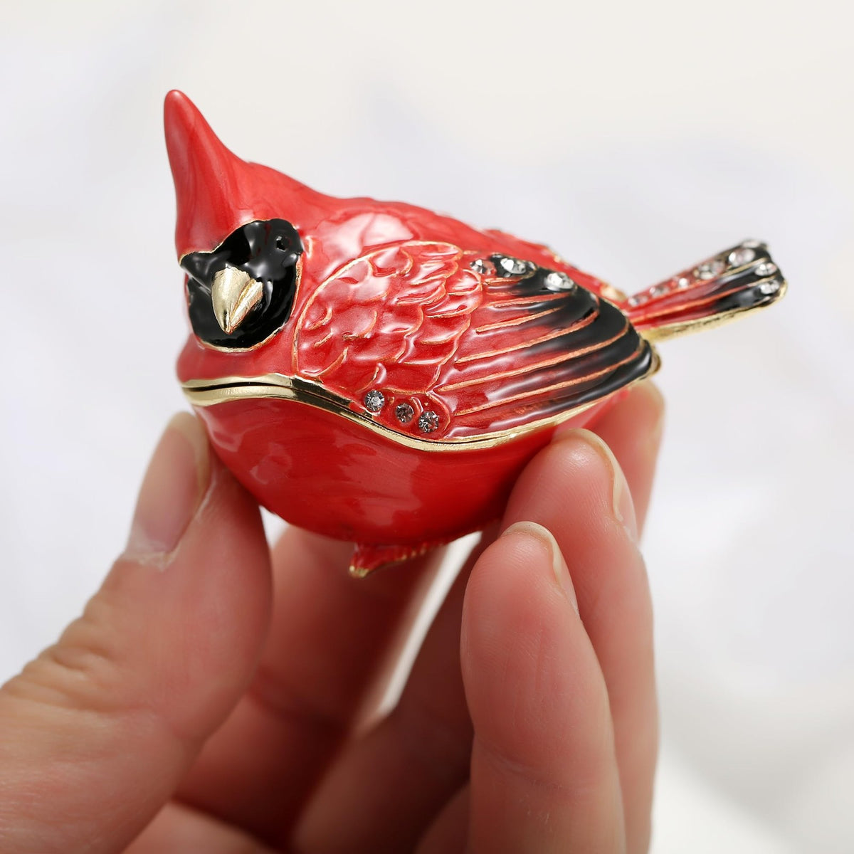 Hand Painted Enamel Hinged Trinket Box – Multicolor Jewelry Storage