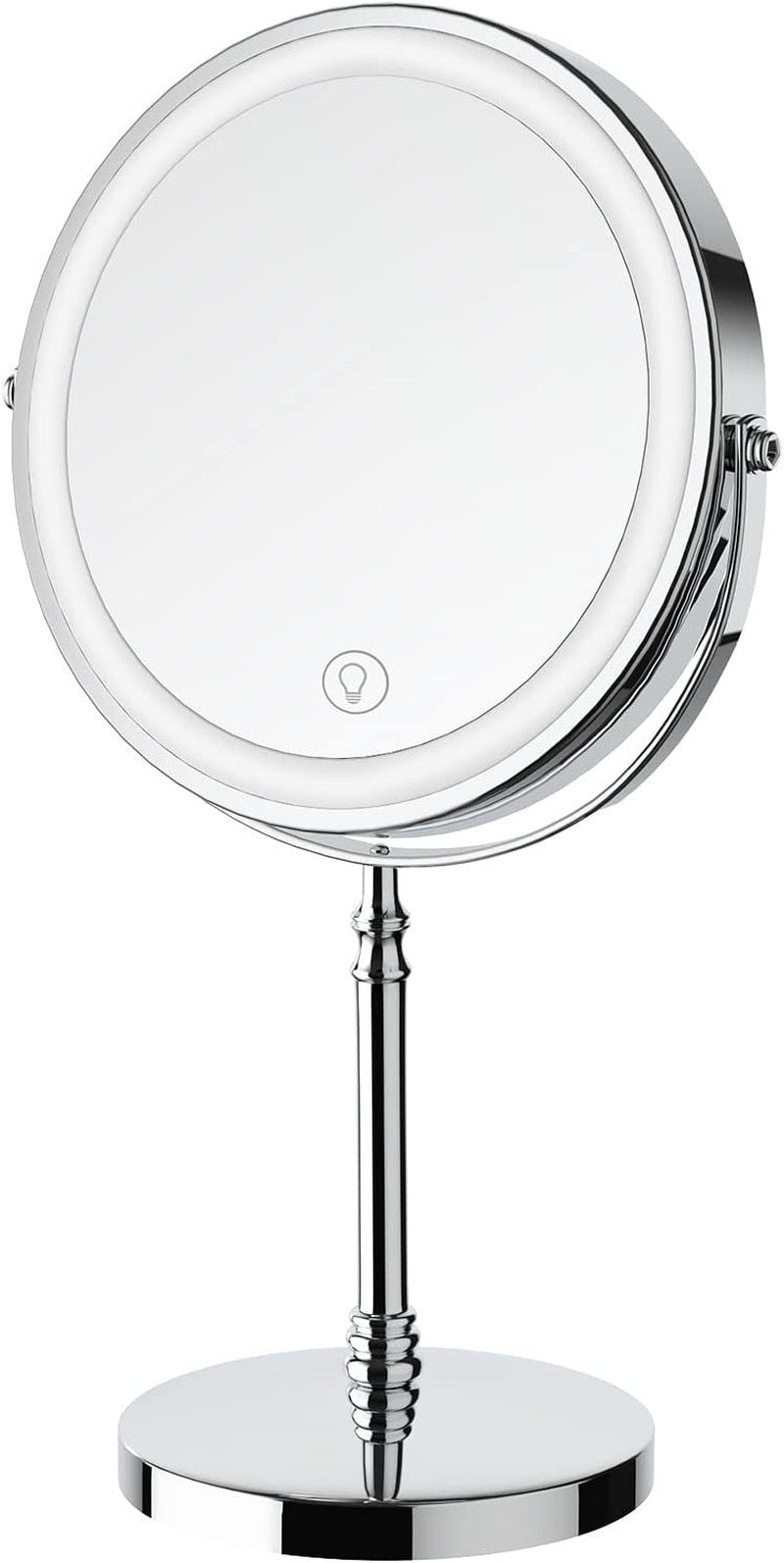 Rechargeable Double-Sided LED Makeup Mirror with 10X Magnification and 3 Color Lights