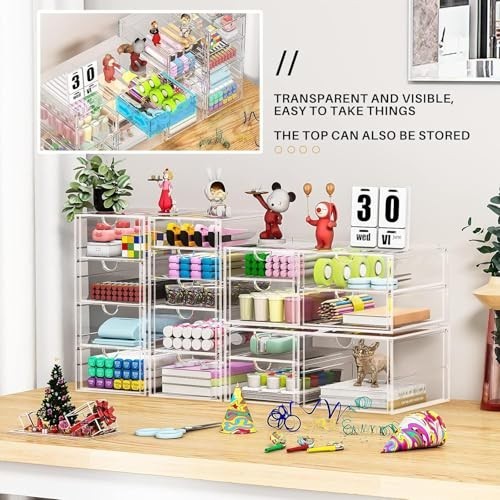 Acrylic Makeup Organizer with 16 Drawers - Clear Cosmetic Storage Case