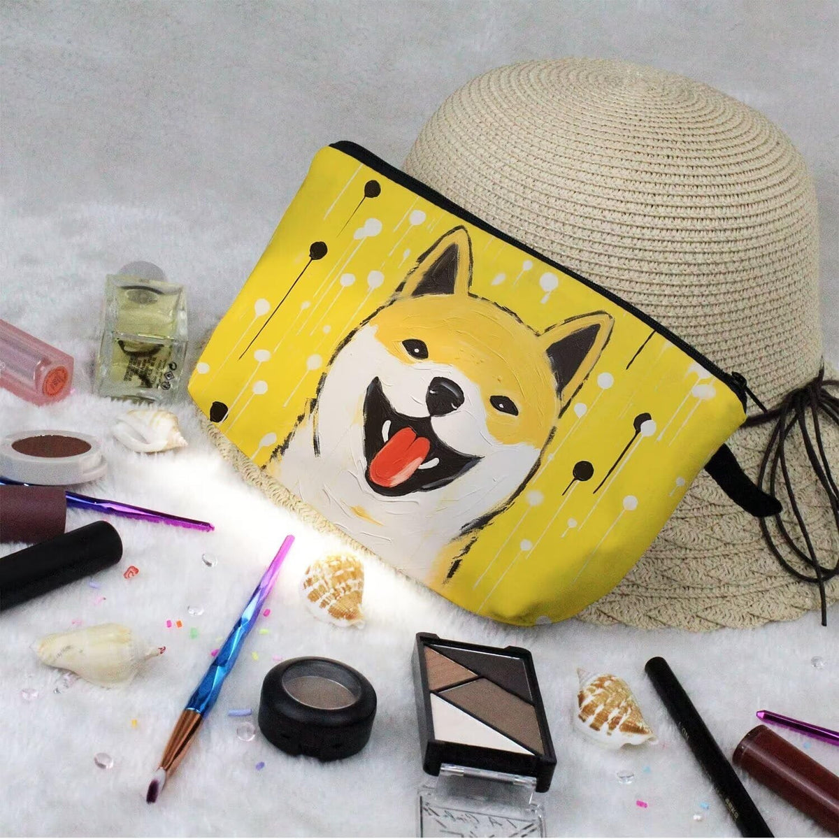 Cute Shiba Inu Makeup Bag Small Organizer for Women & Dog Lovers