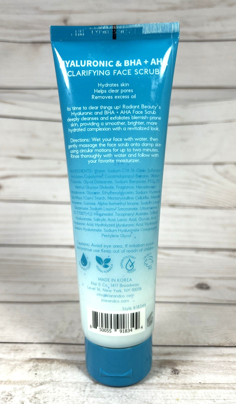 Radiant Beauty Hyaluronic BHA AHA Exfoliating Clarifying Face Scrub