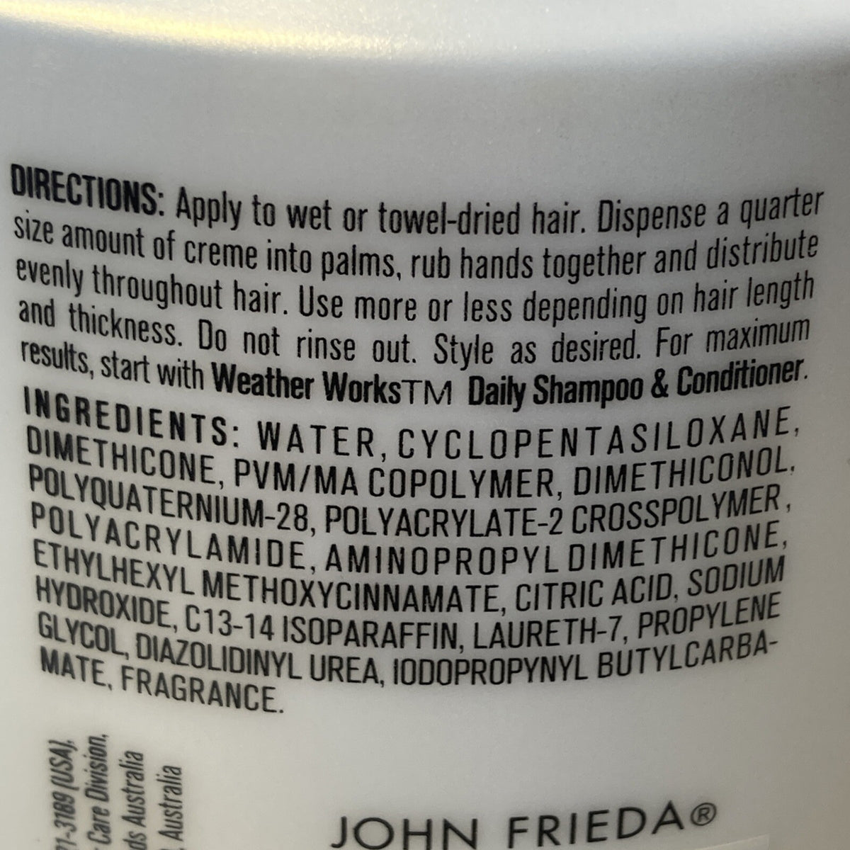 John Frieda Weather Works Style Sealant Cream - Frizz Control, 4 Ounces
