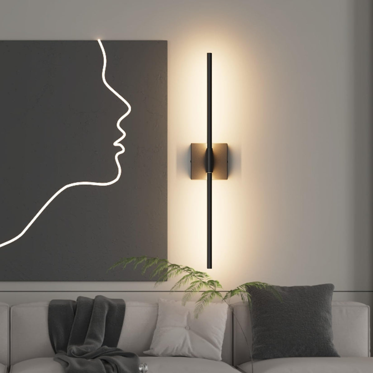 28-Inch Modern Black LED Vanity Light Fixture Over Mirror with Remote Control