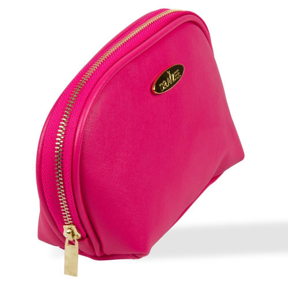 Pink Travel Cosmetic Bag - PU Leather Organizer for Makeup & Accessories