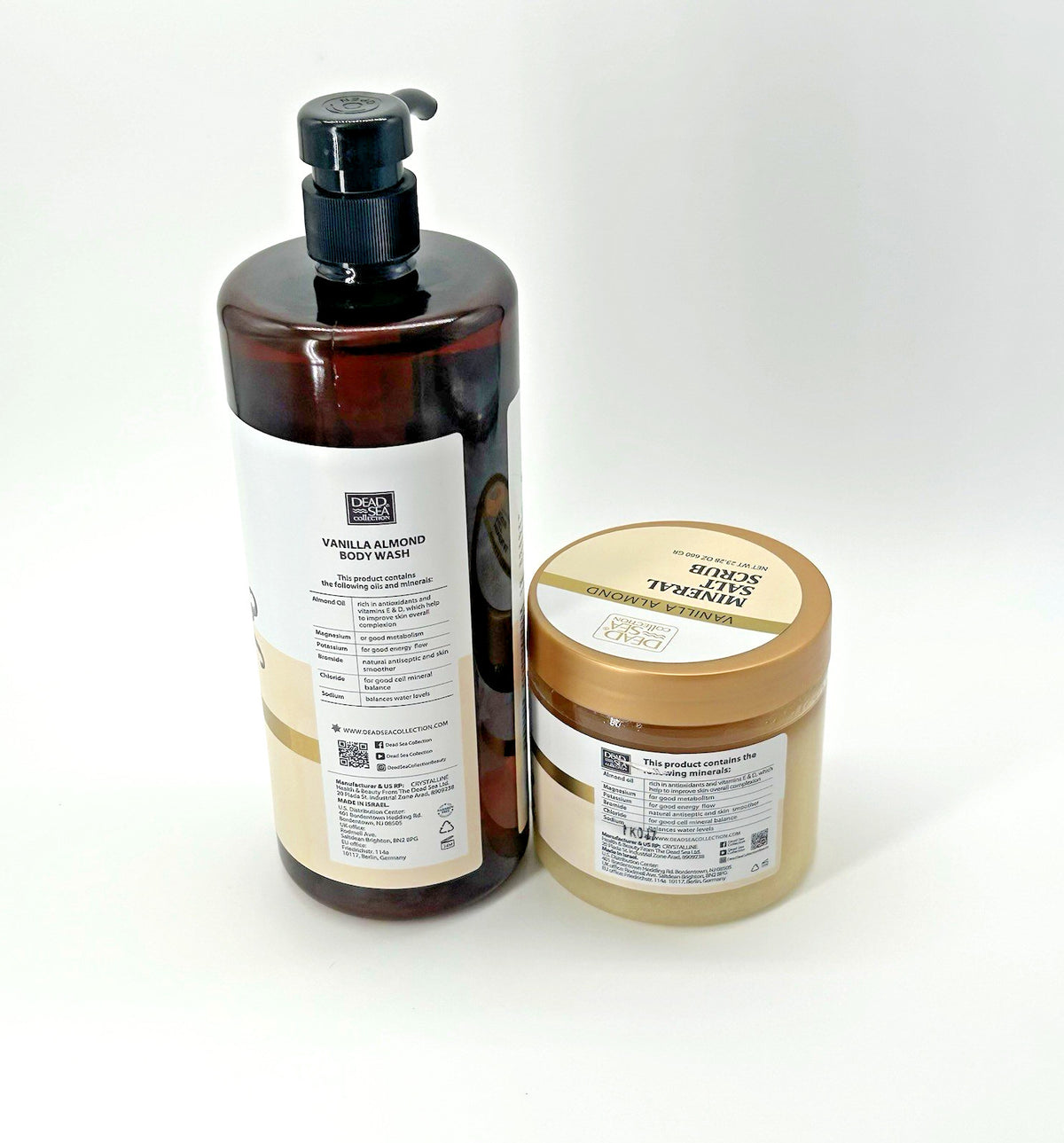 Dead Sea Collection Vanilla Almond Body Wash (33.8 oz) & Salt Scrub