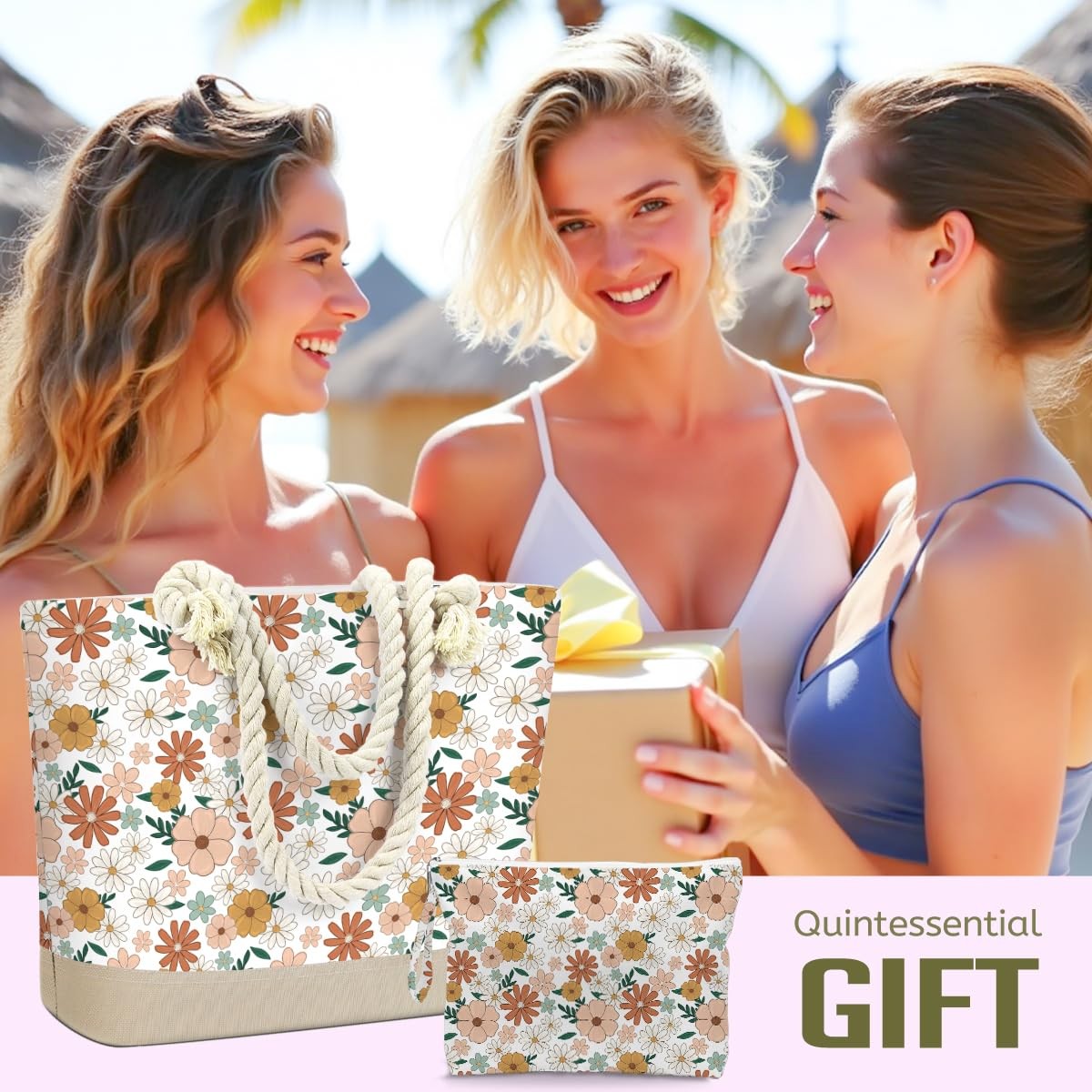Waterproof Beach Tote & Cosmetic Wet Bag Set - Women’s Pool Bag