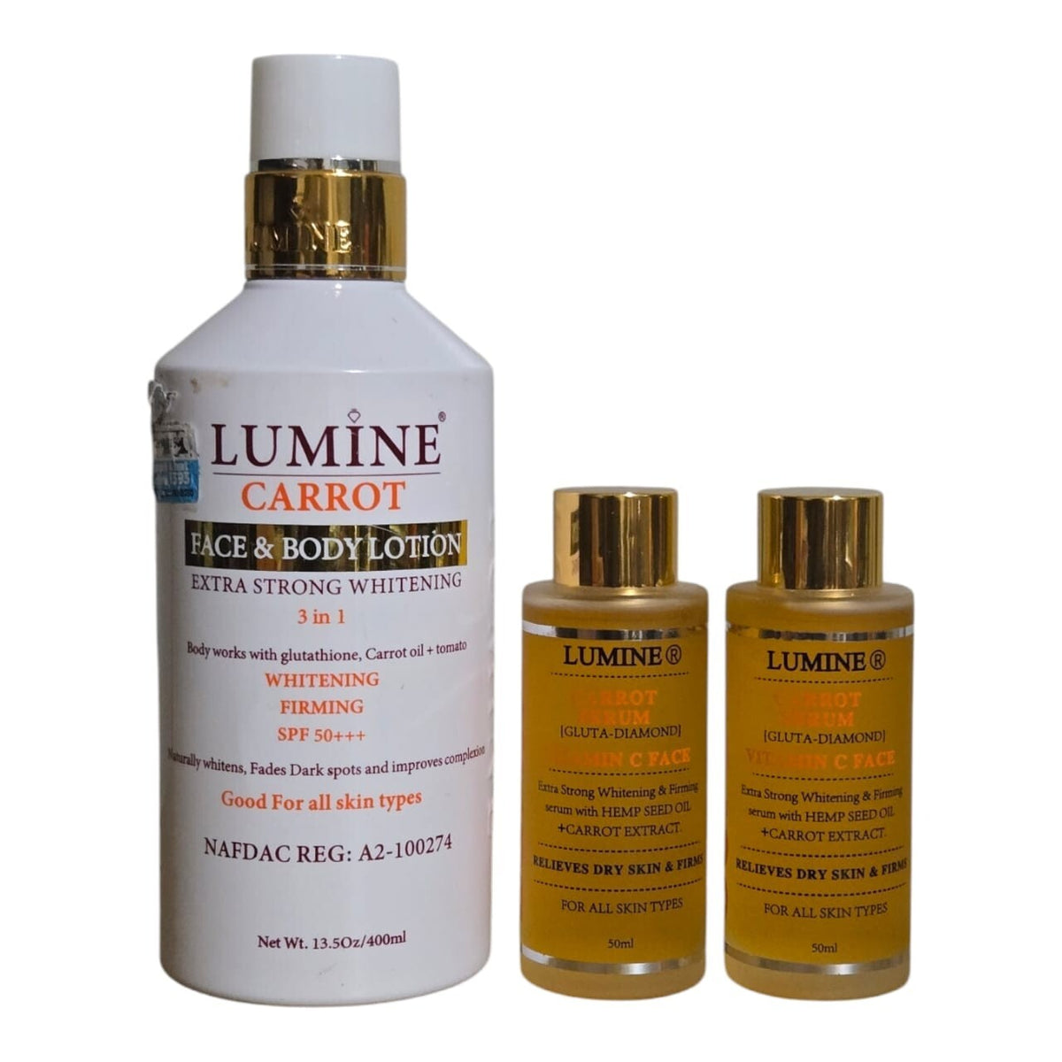 Carrot Brightening & Firming Moisturizing Face Serum with Lotion Set - 2 Pieces, 400ml