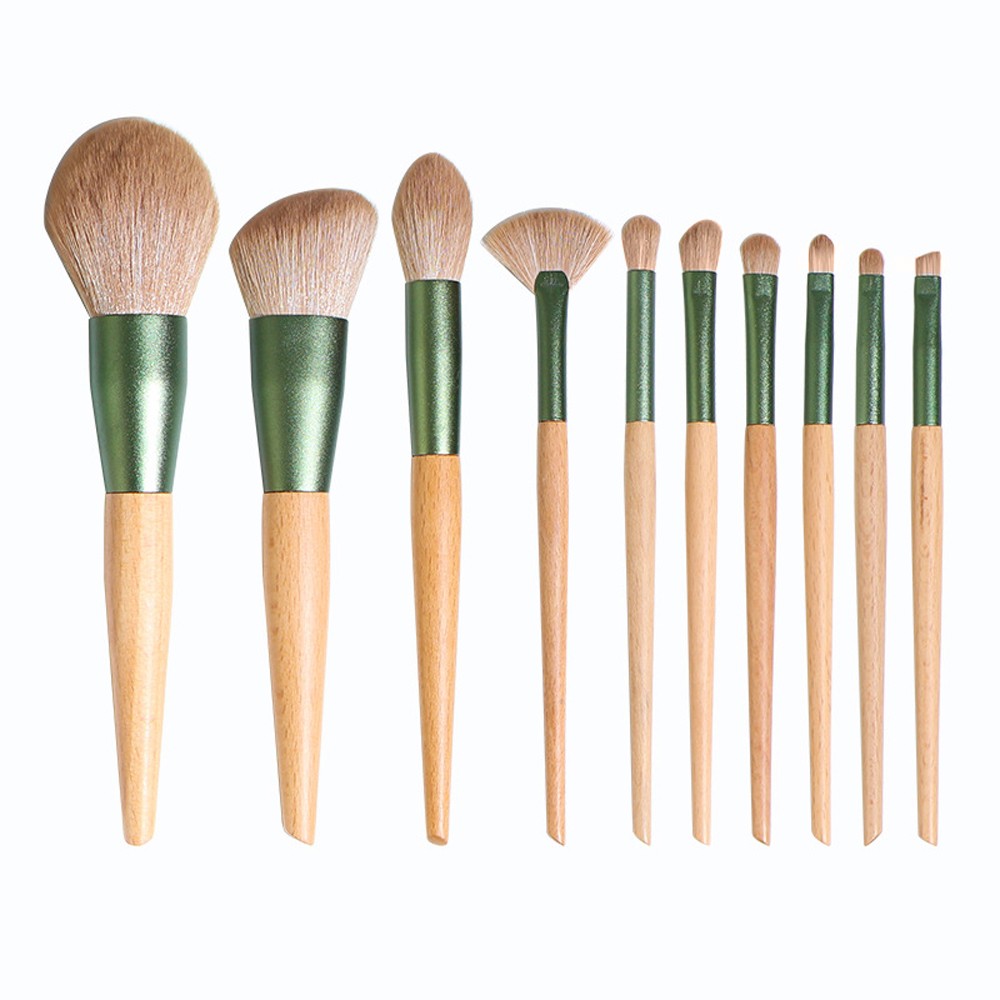 10Pcs Vegan Makeup Brush Set - Soft Fluffy Professional Cosmetic Tools