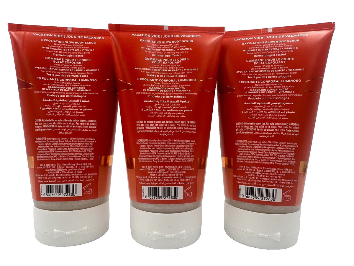 NEW Bath Body Works Lot 3 Tubes Vacation Vibe Exfoliating Glow Scrub