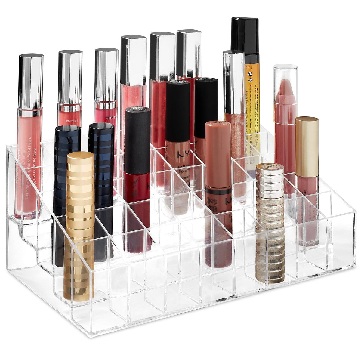40-Slot Clear Acrylic Makeup & Lipstick Organizer Display Stand