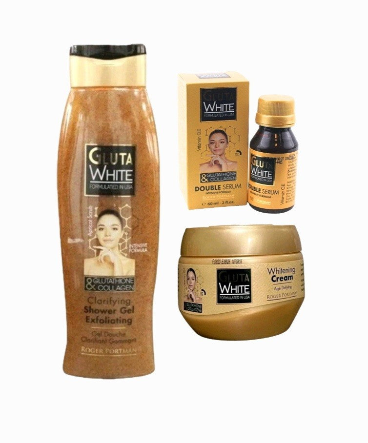 Gluta White Glutathione & Collagen 3-Piece Set – Shower Gel, Cream, Serum