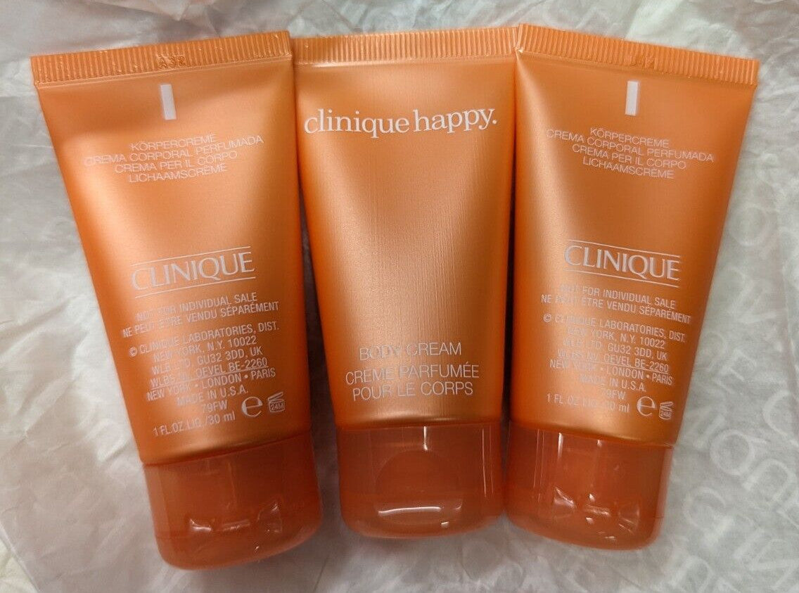 Clinique Happy Body Cream Travel Size - 3 Pack (1 oz Each)