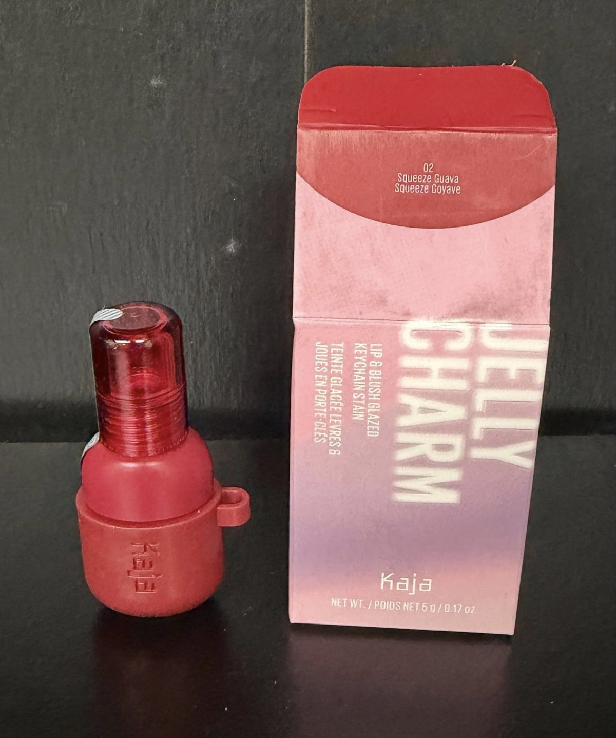 Kaja Jelly Charm Lip & Blush Glazed Keychain Stain 02 Squeeze Guava 0.17 oz