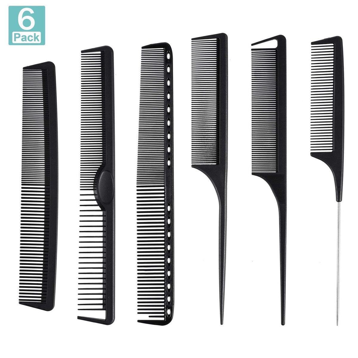 Professional Heat-Resistant Carbon Comb Set - 6 Styling Combs for Haircut & Dyeing