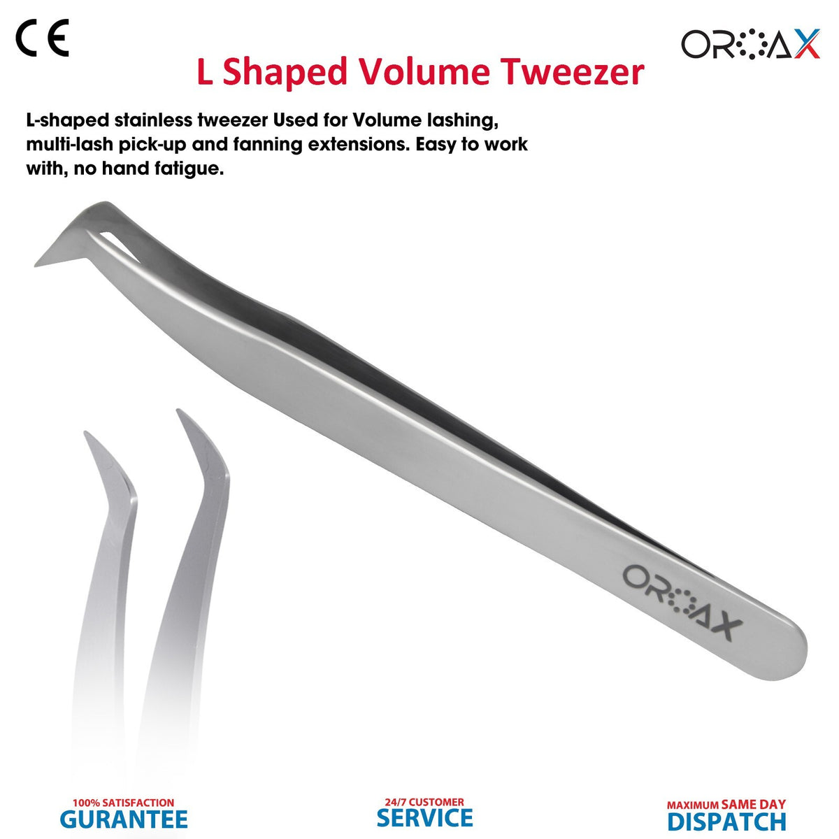 L-Shaped Dental & Lash Extension Tweezers - Serrated Surgical Stainless Steel
